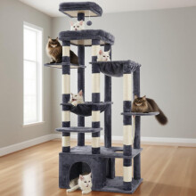 Heybly Cat Tree, 71-Inch Tall Cat Tower for Large Maine Coon Cats with Extra-Large Baseboard, Cats Condo Furniture with Multi-Level Platforms, 2