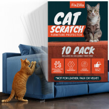 FixZilla Anti Cat Scratch Furniture Protector, 10-Pack Couch Protector from Cat Claws ? Heavy-Duty, Easy-to-Apply Scratching Deterrent and Shield for
