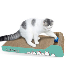 Aibuddy Cat Scratcher, Incline Scratching Pad Reversible Cardboard Lounge Bed with Ball Toy Catnip [ 45x 24 x 8.5 cm, Superior Cardboard &