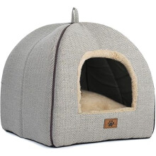 Cat Bed for Indoor Cats - Cat Cave Bed Cat House Cat Tent with Removable Washable Cushioned Pillow, Soft Kitten beds (Beige-1,