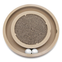 Best Pet Supplies Scratch and Spin Cat Scratcher Pad with Interactive Spinning Balls for Active Play, Natural Recycled Corrugated Cardboard, Supports