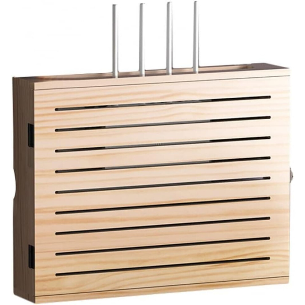 Wall Mounted Wifi Router Storage Box 50Cm Wooden Shelf With Cable Hidden Design 9070919387401