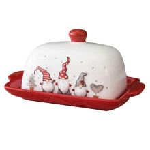 Christmas Ceramic Butter Dish with Lid Elegant Festive Keeper for Fresh Countertop Storage