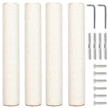 Pinkgarden 4-Pack 15.7" Cat Scratching Post Replacement - Natural Sisal Rope Scratcher Poles with M8 Screws for Indoor Cat Tower Renewal Parts, Easy