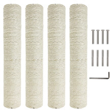 Kathson 4PCS Cat Scratching Post Replacement 15" Natural Jute Spare Extension Scratch Post for Cats Tree DIY Craft Refill Pole Parts Hemp Rope