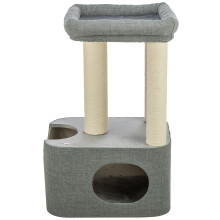 TRIXIE Viviana 44475 Cat Scratching Post Square 86 cm in Blue/Grey - Multi-Tier Cat Tree with Many Scratching and Playing Options, as well as Retreats