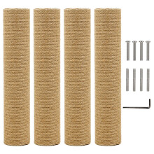 Kathson 4 PCS Cat Scratching Post Replacement 15" Natural Jute Spare Extension Scratch Post for Cats Tree DIY Craft Refill Pole Parts Hemp Rope