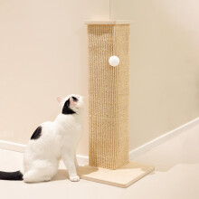 PETKARAY Corner Cat Scratching Post, 71 cm Tall Sisal Cat Scratcher for Sofa and Wall, Sisal Scratch Mat, Furniture Protector with Play Ball, Large