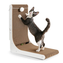 Gimars Thickened L Shape 47cm Cardboard Cat Scratcher with Mint Ball, Large Cat Scratching Board Wall Mounted, Cat Scratch Pad Toys for Protecting