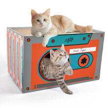 ALL FOR PAWS Cat Scratcher, Cat Scratching Board 2-Tier Vintage Design with Catnip, No-Tool Assembly, Durable Cardboard for Scratching, Chilling &