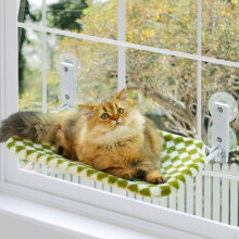 Cat Window Hammock Bed - Foldable Window Perch 54x30cm with Powerful Suction Cup up to 18kg, Cat Hammock for Indoor Cats with Reversible Washable
