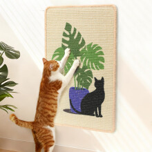 FUKUMARU Sisal Cat Scratching Mat, 60 x 40 cm Natural Sisal Cat Scratch Pad Mats for Indoor Cats, Horizontal Cats Wall Scratcher Kitten Floor Rug with