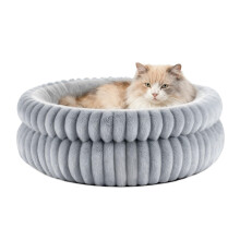 EDMIENS Cat Bed for Indoor Cats Dogs Pet, 51x51x20cm Round Washable Cat Beds Small Kitten Bed, Non-Slip Fluffy Calming Pets Beds with Removable