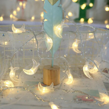 Moon String Lights Warm White Glow 10ft 20 LED Battery Operated Indoor Outdoor Fairy Lights for Wedding Garden Party Decor