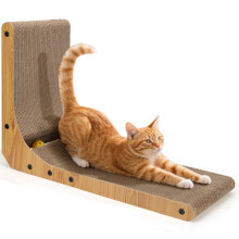 Nobleza Cardboard Cat Scratchers, 60cm Large Cat Scratching Board for Indoor Cats with Ball Toy, L Shape Vertical Scratcher for Wall and Corner,