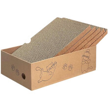 Cat Scratcher Cardboard Box 42*26*13cm, 5pcs Reversible Cats Scratching Board with 1 Box,Corrugated Scratch Bed for Indoor Kitty, 5 in 1 Replacement