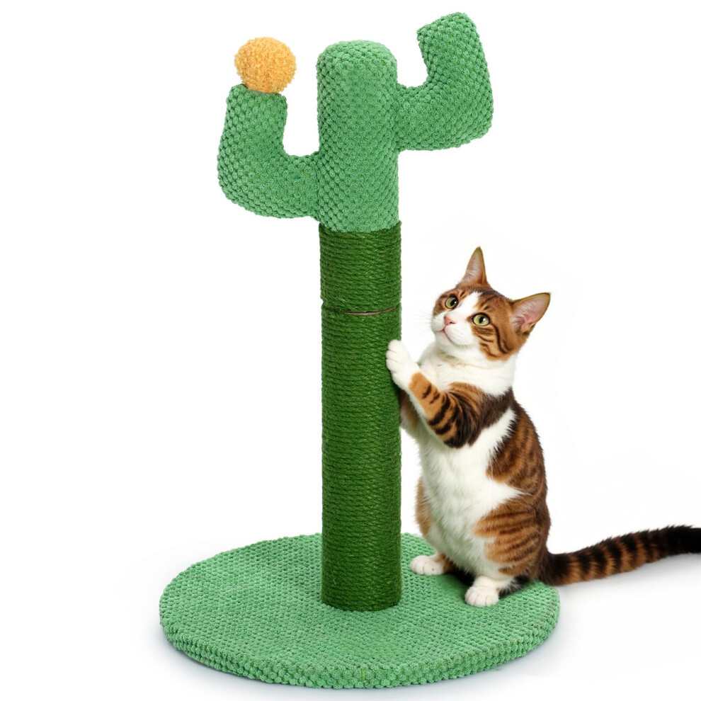 Happy & Polly Cat Scratching Post For Indoor Cats - Cactus Cat Scratch Post In Jute Rope - 50Cm Cat Scratcher With Stable Base For Kittens And Small