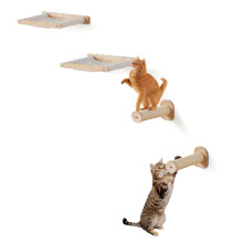 VEVOR Wall Mounted Cat Shelves and Perches with Jumping Posts & Hammocks, Cat Furniture Set up to 40 lbs, Removable & Washable Coral Fleece for