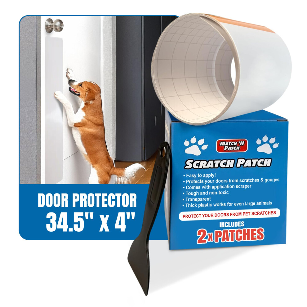 Match 'N Patch Door Protector ? Scratch Protectors For Pets ? Transparent Shield For Pet Scratches - Self-Adhesive & Easy To Apply, Includes 5051222182239