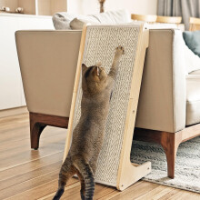 PETKARAY Cat Scratcher, Sisal Scratching Ramp, L Shape Cat Scratch Pad for Indoor Cats, 27" Wall Furniture Protector with Mouse Toy