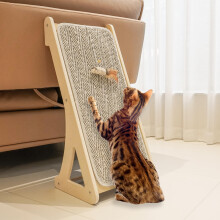 PETKARAY Cat Scratcher, Sisal Scratching Ramp, L Shape Cat Scratch Pad for Indoor Cats, 27" Wall Furniture Protector with Mouse Toy