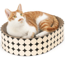 FUKUMARU Cat Scratcher Cardboard Lounge Bed, 2-in-1 Cat Scratch Pad, Oval Cats Scratching Board Indoor, Durable Modern Kitty Scratcher Bowl, Cats