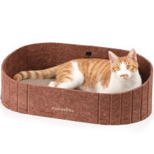FUKUMARU Cat Scratcher, 24 Inch Sofa Shape Cat Scratching Bed, Reversible Detachable Cats Scratching Board, Round Cats Scratch Pads Refill Indoor,