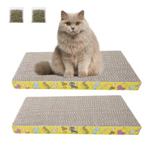 Cat Scratch Board 2pcs, Corrugated Cardboard with Catnip for Indoor Cat Scratch Tool Cats Toy, Cats Climbing Frame Kitty Sofa, Double-Sided Usability