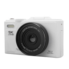 5K Digital Camera 75MP WiFi Vlog Camera 18X Zoom 32G White