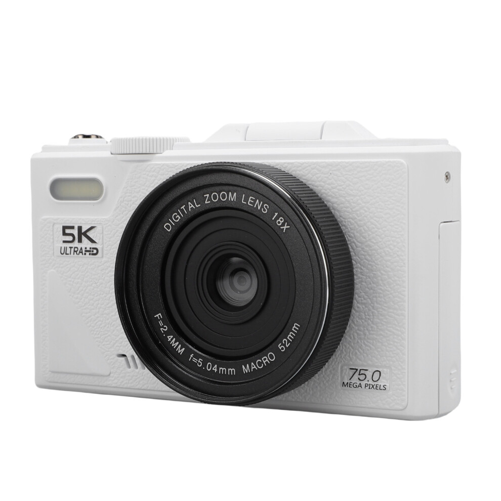 5K Digital Camera 75Mp Wifi Vlog Camera 18X Zoom 32G White