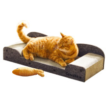 Quuzee 66cm Cat Scratcher Board Cardboard, Large Lounge Bed, Durable Scratching Pad for Indoor Cats, Corrugated Cardboard Scratcher Bed to Lounge and