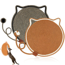 2 Pcs Cat Scratching Mat, 16.5'' Cotton Rope Cat Scratch Pad Round Horizontal Cats Scratcher Mats Furniture Protector for Floor Carpet Sofa (Black,
