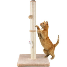 MeowHomm 32? Tall Cat Scratching Posts for indoor cats adults with 2 Hanging Ball, Large Cat Scratch Post Cat Scratcher includes Sisal Rope(Yellow)