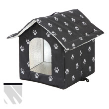 Cat House for Outdoors, Cat House for Winter, Waterproof Outdoor Pet House with Removable Transparent Curtain (Black, M)