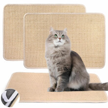 Pumtus 2 Pack Cat Scratcher Mats, 60 x 40 cm Sisal Cats Scratch pad with Adhesive Tape, Horizontal Cat Floor Mat for Indoor cats, kitten Scratching