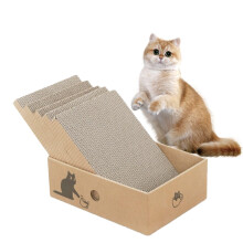 Cat Scratching Board 5Pack Cats Scratching Pad with Box Reversible Cat Scratcher Cardboard Lounge Bed Corrugated Cardboard Cats Scratcher for Indoor