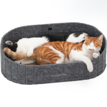 FUKUMARU Cat Scratcher, 24 Inch Sofa Shape Cat Scratching Couch, Reversible Detachable Kitten Scratching Board Pad, Round Scratcher Refill, Scratcher