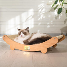 CheerPals Sisal Cat Scratcher Bed - 160? Curved Design, Solid Beech Wood & Sisal Pad Cat Scratching Board, Extra-Large 60x35x15cm Pet Furniture for
