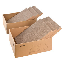 LIFLIX Cardboard Cat Scratcher with 2 Boxes, 6PCS Reversible Scratch Pads in Large Scratching Box, 17.1" ?13.2 ?6.1