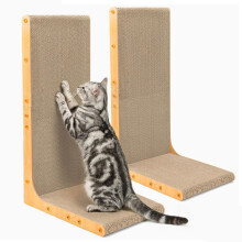 Conlun Cardboard Cat Scratcher,66 cm L Shape Scratch Pad Wall Mounted,Vertical Scratching Post Durable Cardboard to Protect Furniture for Indoor