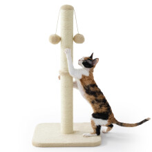 LE SURE Cat Scratching Post Indoor - 36x36x74cm Tall Sisal Scratch Post with Hanging Toy Ball, Scratching Posts for Indoor Cats Kittens with Stable