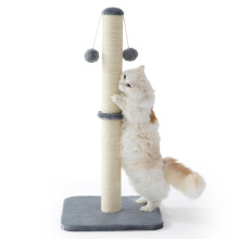 LE SURE Cat Scratching Post Indoor - 40x40x86cm Tall Sisal Scratch Post with Hanging Toy Ball, Large Scratching Posts for Indoor Adult Cats with