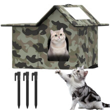 RNPKZ Outdoor Cat House, Waterproof Cat House for Outdoors, Collapsible Weatherproof Outdoor House for Ferals, Removable and Washable Pet Shelter with