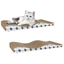 OMATSBEH 2 Pack Cat Scratcher Pad & Board - Cardboard Nest & Sleeping Scratcher for Indoor Cats (2 Pack Grey)