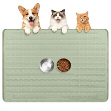 Kalolary Extra-Large Silicone Cat Feeding Mat ? Waterproof Non-Slip Pet Food Tray with Raised Edges, Easy-to-Clean Floor Protector for Cats & Small