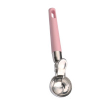 Stainless Steel Melon Baller and Ice Cream Scoop with Ergonomic Pink Handle for Even Ball Formation