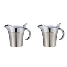 Stainless Steel Sauce Boat with Handle 500ml Thermal Milk Jug with Lid Keeps Sauce Warm