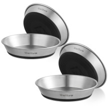Wellbro Stainless Steel Cat Bowls, 4 Pcs Pet Bowls for Food and Water, 15cm Wide Whisker Fatigue Feeding Bowls Non-Slip Dishes Plates for Cats (4Pcs)