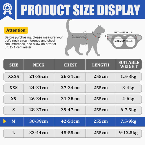 Qianruida Reflective Cat Harness with Lead - Adjustable for Small to Medium Cats (Black) 1