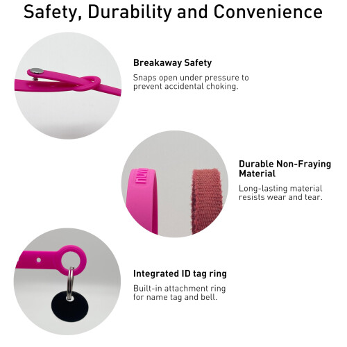 Nuvuq Comfortable, Soft and Light Cat Collar with Breakaway Snap Button (Raspberry Pink) 2